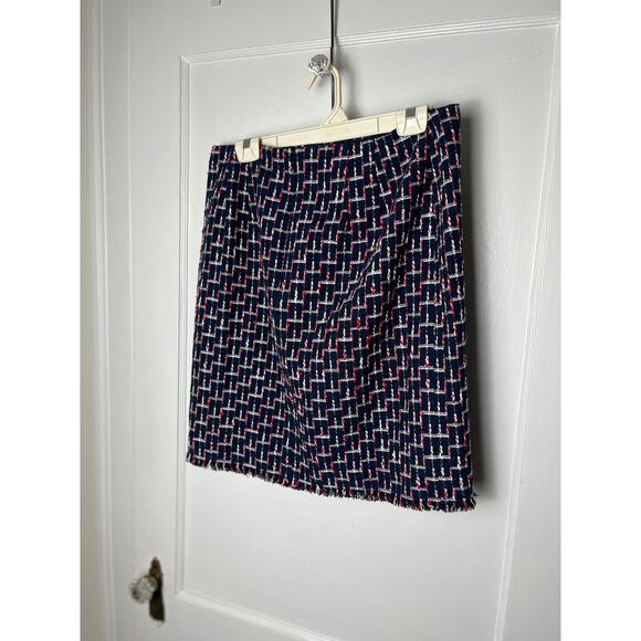 Talbots Women's Navy Blue Red White Tweed Straight Career Work Skirt Size 12 P - Picture 4 of 7